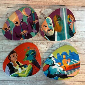 Disney Parks Star Wars Set of 4 Stoneware Plates Designed by Jeff Granito NEW